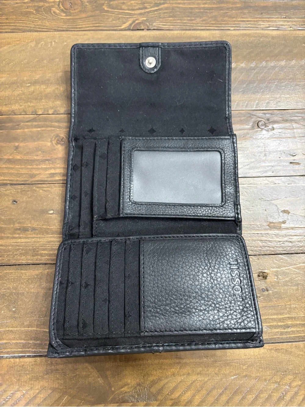 Fossil Marlow Black Leather Trifold Wallet
